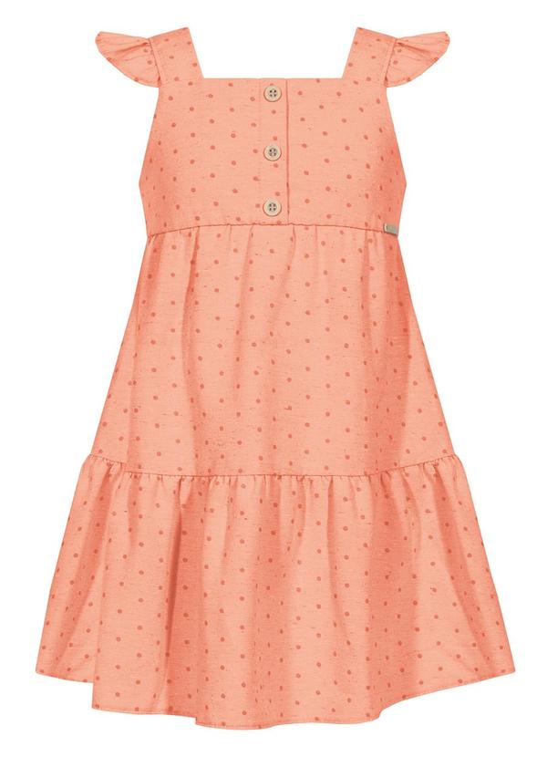 Vista 2 Vestido Curto de Alças com Babado Laranja Alakazoo Alakazoo