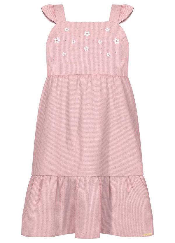 Vestido Curto de Alças com Babados e Strass Rosa