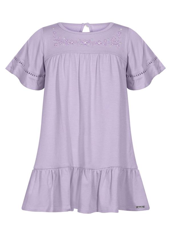 Vestido Curto de com Bordado e Strass Rosa