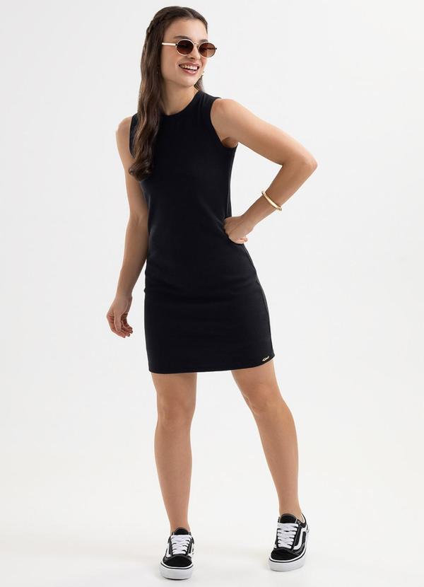Vestido Curto em Canelado Tricô Preto