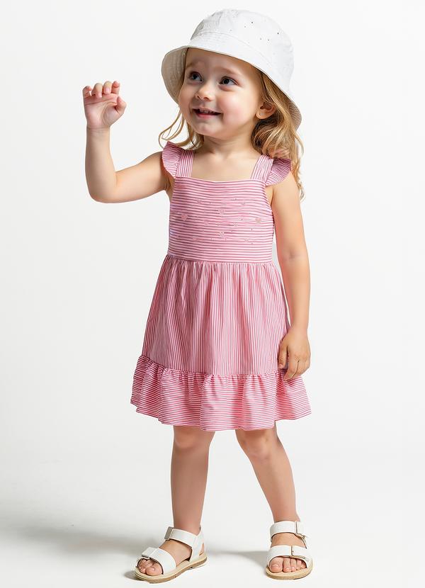 Vestido Curto em Malha de Algodão Rosa