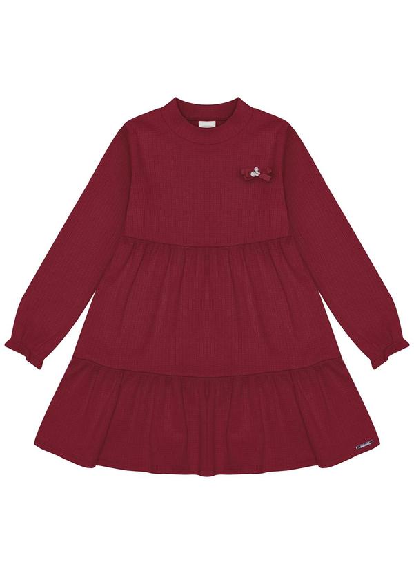 Vista 2 Vestido Curto em Malha Texturizada Vermelho Alakazoo Alakazoo