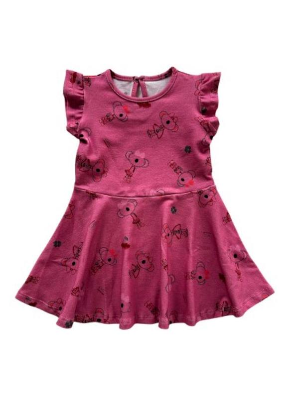 Vestido Curto Estamapdo Rosa