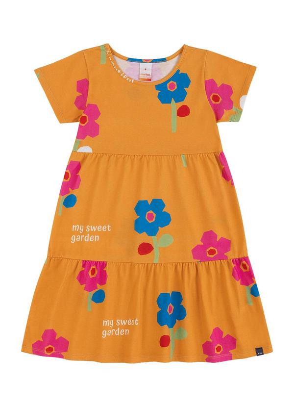 Vestido Curto Estampado Menina Marisol Laranja