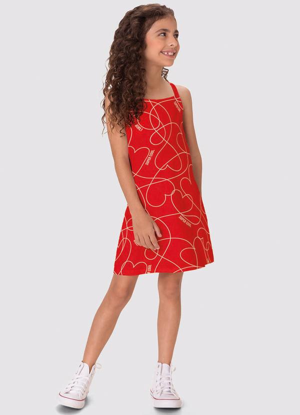 Vestido Curto Evasê Corações Vermelho