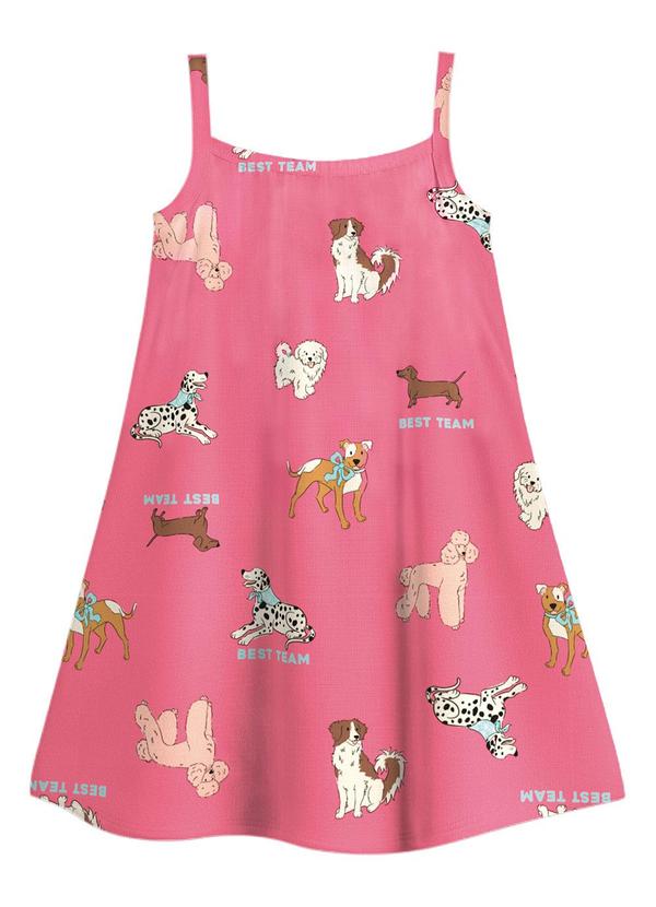 Vestido Curto Evasê Estampado Rosa