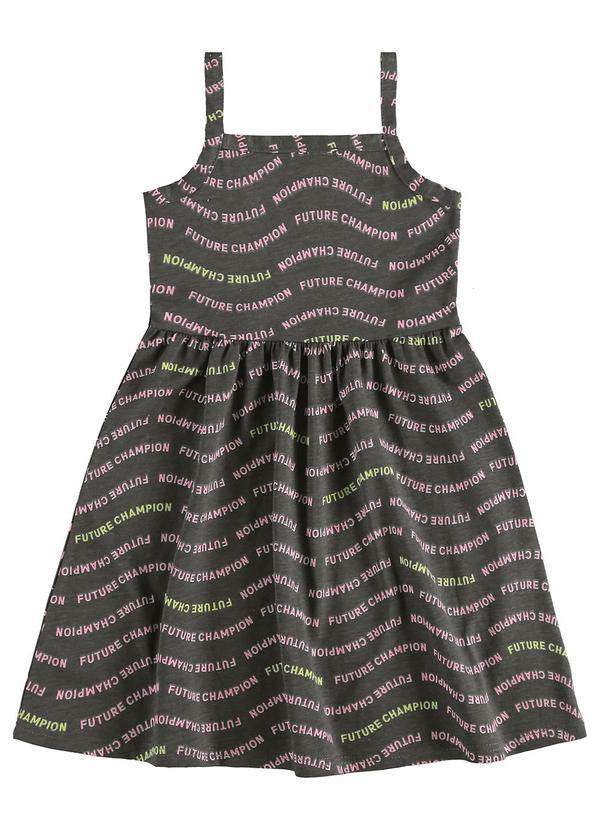 Vista 2 Vestido Curto Future Champion Evasê Cinza Escuro Malwee Kids Malwee Kids