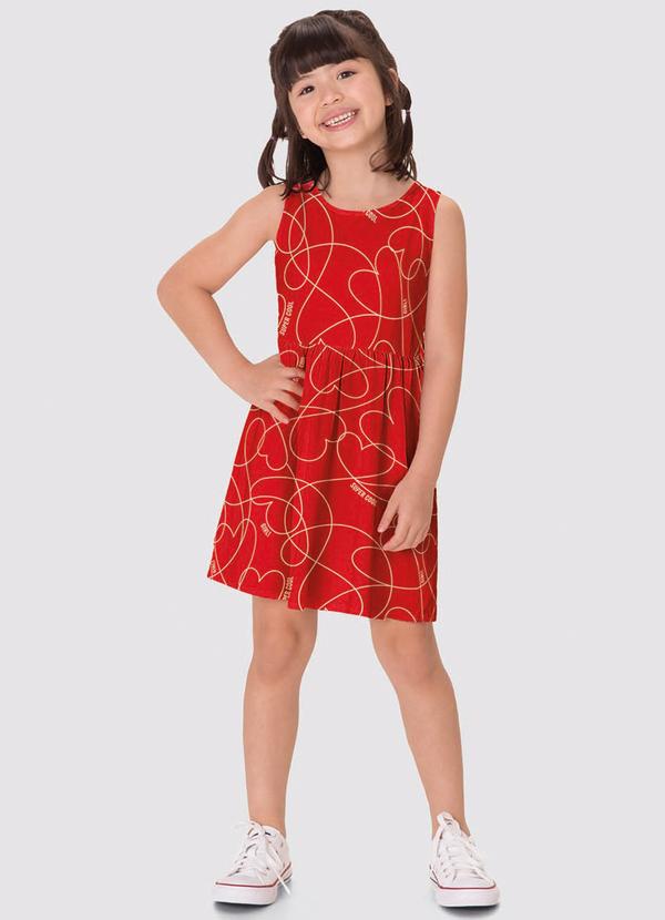 Vestido Curto Godê Corações Vermelho