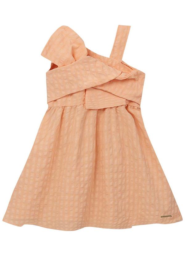 Vestido Curto Godê em Anarruga Laranja Pastel
