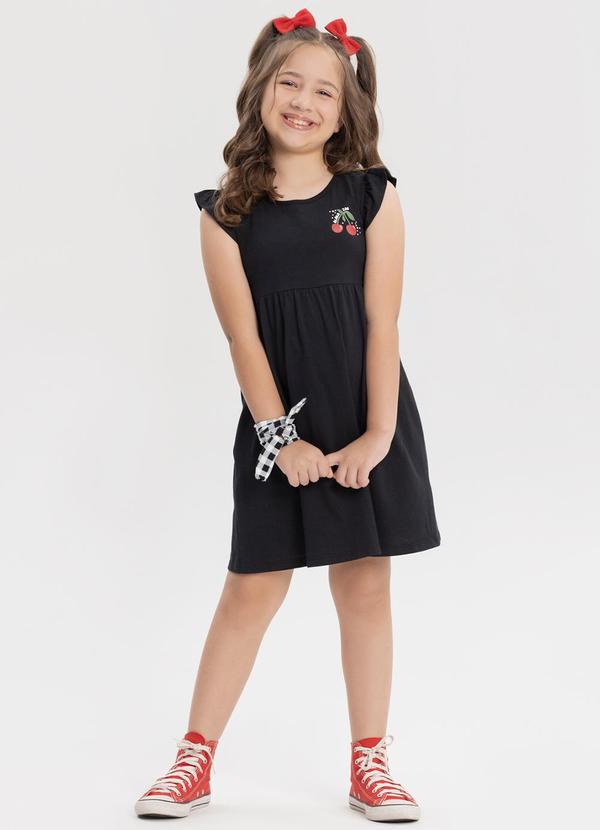 Vista 2 Vestido Curto Infantil com Faixa de Cabelo Preto Alakazoo Alakazoo