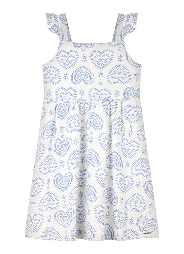 Vestido Curto Infantil de Alças Estampado Azul