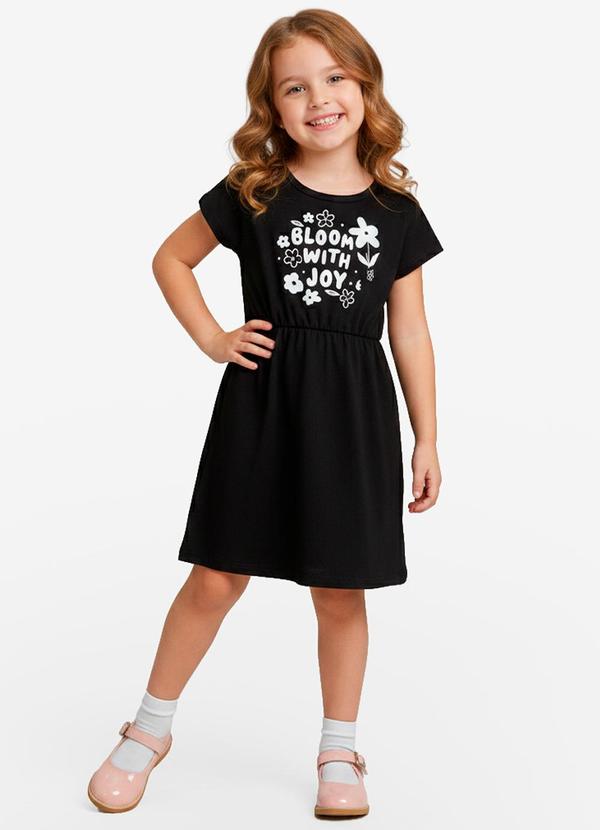 Vestido Curto Infantil em Molecotton Preto