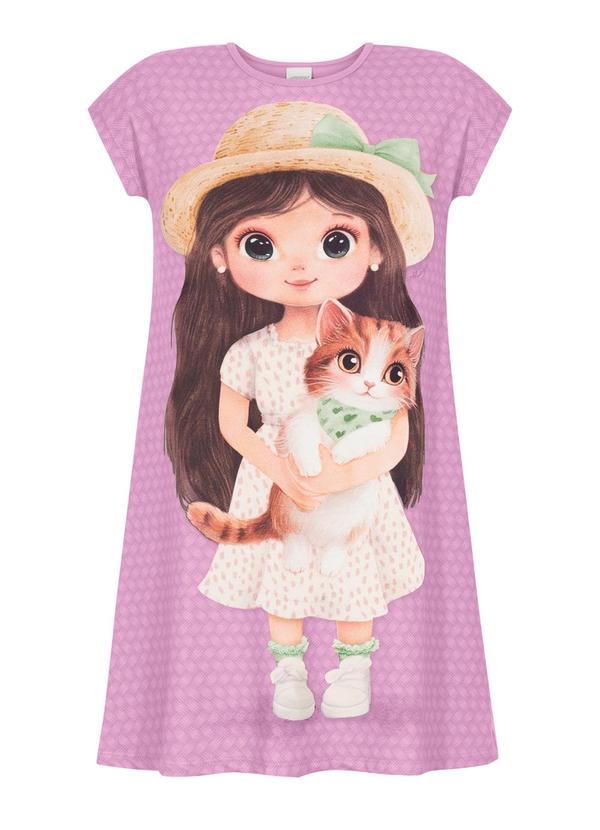 Vista 2 Vestido Curto Infantil Estampado Rosa Alakazoo Alakazoo
