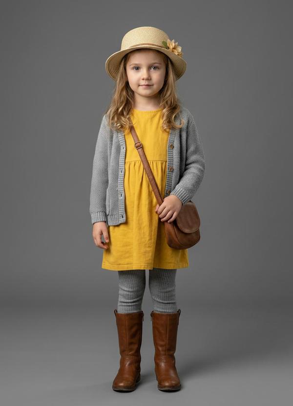 Vestido Curto Infantil Feminino Amarelo