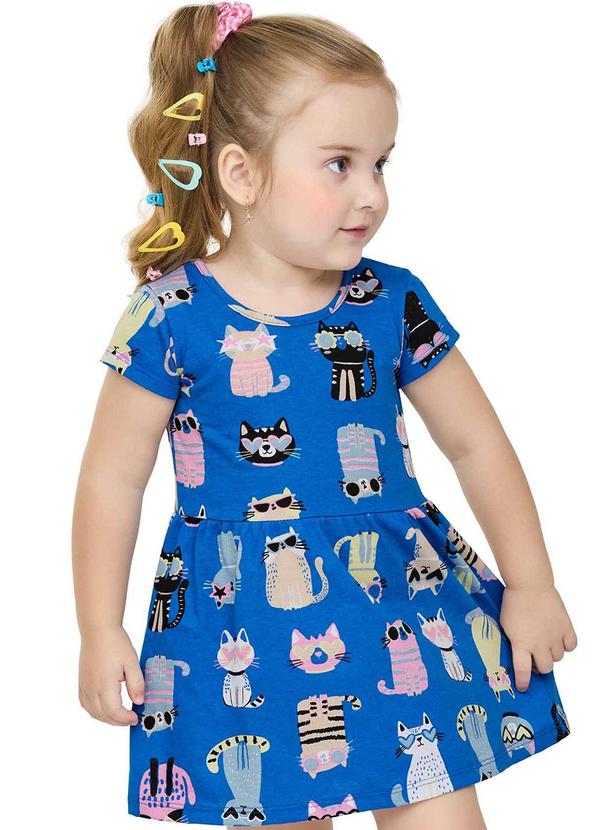 Vestido Curto Infantil Menina Lúdico Azul
