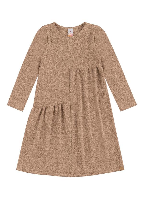 Vestido Curto Manga Longa Tricot Marisol Marrom