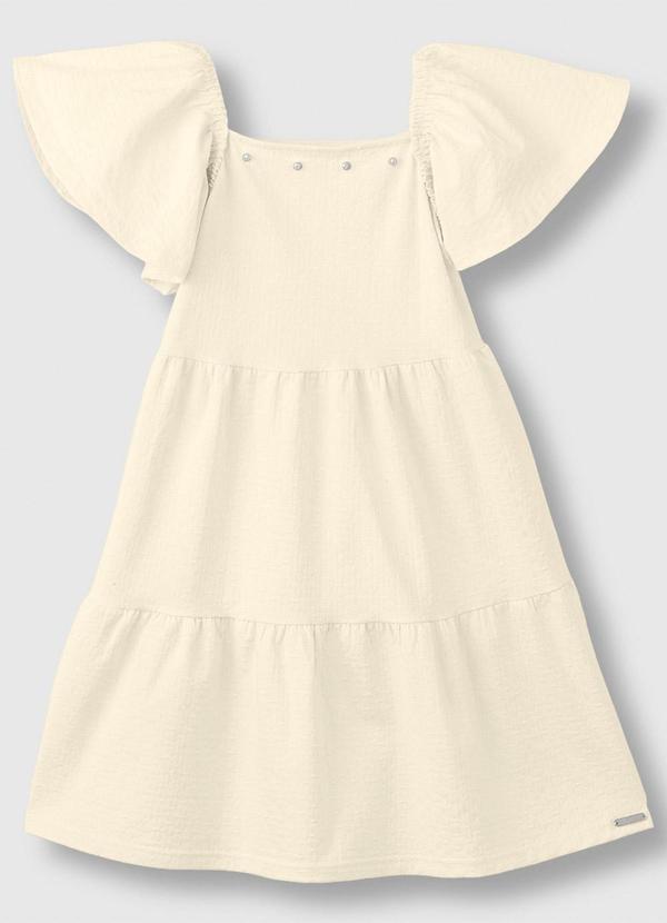 Vestido Curto Rodado Acinturado Off White