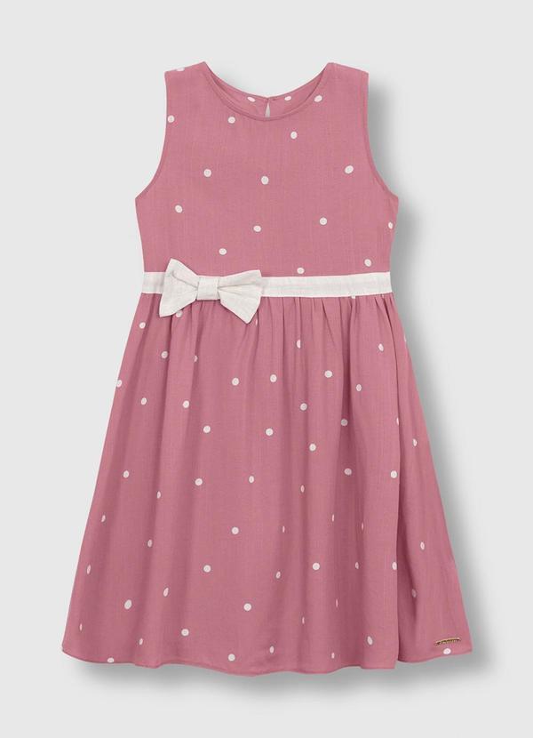 Vestido Curto Rodado Acinturado Poá Rosa