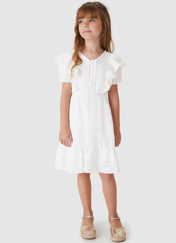Vestido Curto Rodado com Babado Branco
