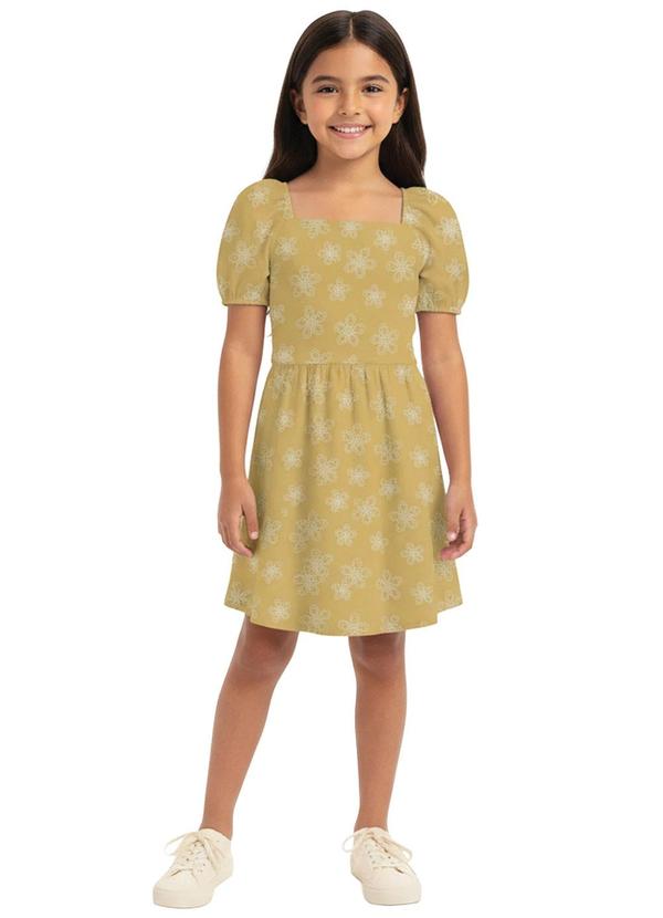 Vestido Curto Rodado Floral Amarelo