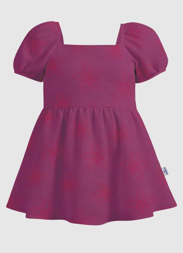 Vestido Curto Rodado Floral Rosa Escuro