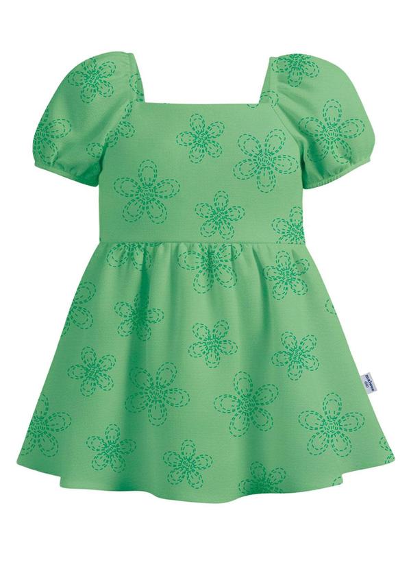 Vestido Curto Rodado Floral Verde