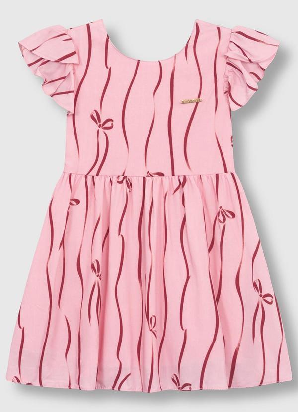 Vestido Curto Rodado Laços Rosa
