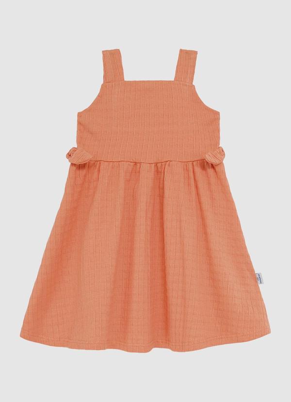 Vestido Curto Rodado Texturizado Laranja