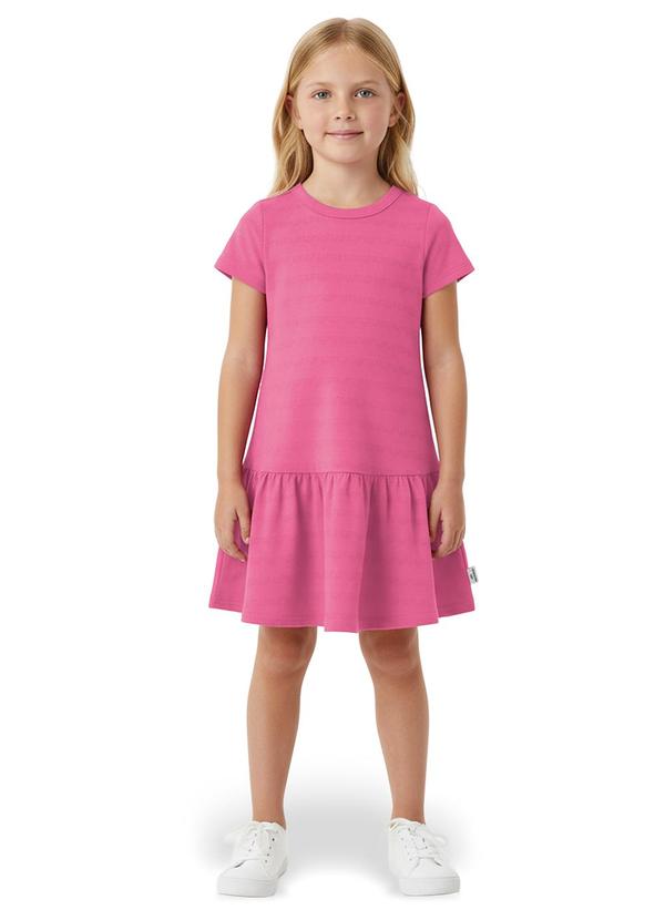 Vestido Curto Rodado Texturizado Rosa Escuro