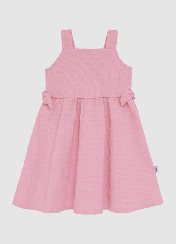 Vestido Curto Rodado Texturizado Rosa