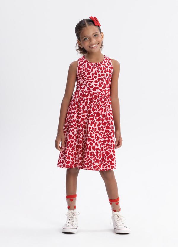 Vestido Curto sem Mangas Penteada Rosa