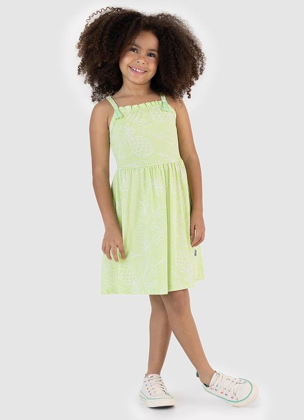 Vestido Curto Tropical Verde Limão
