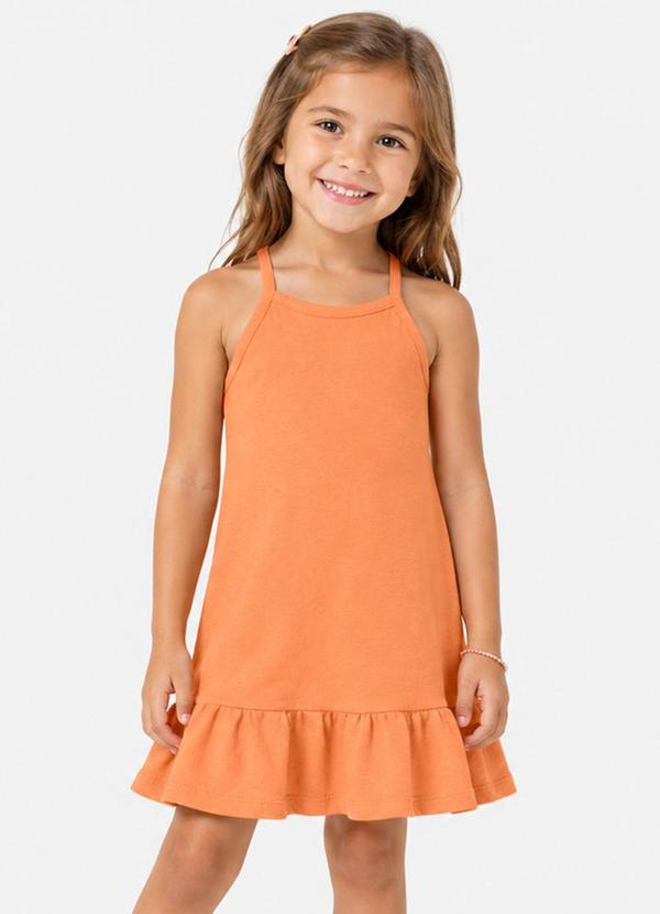 Vestido de Alça Infantil em Malhão Fruit Laranja