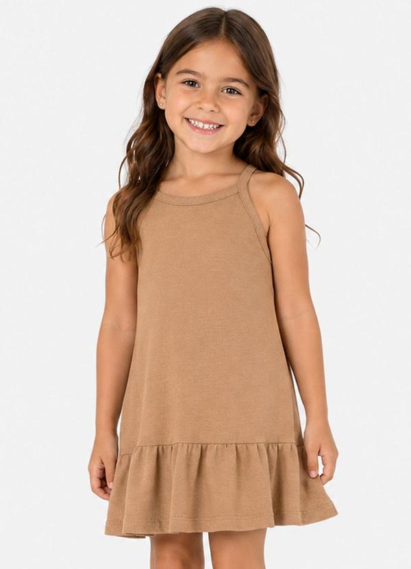 Vestido de Alça Infantil em Malhão Fruit Marrom