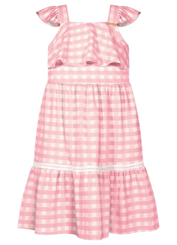 Vestido de Alças com Babados Rosa