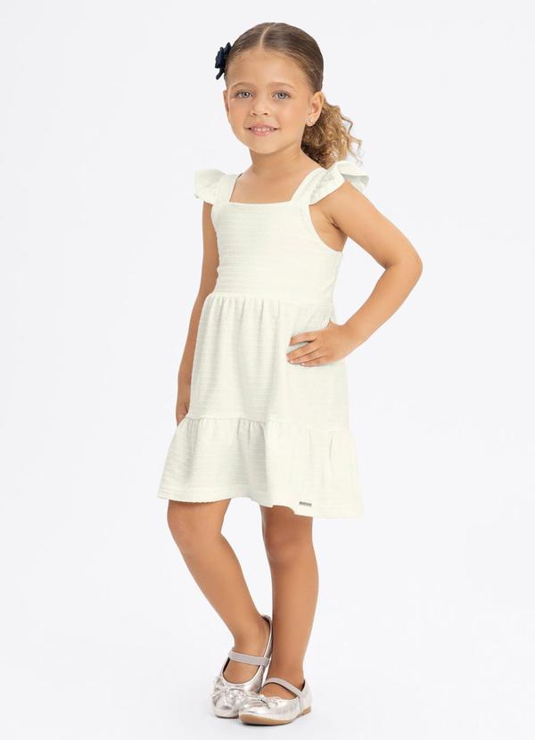 Vestido de Alças em Malha de Algodão Off White