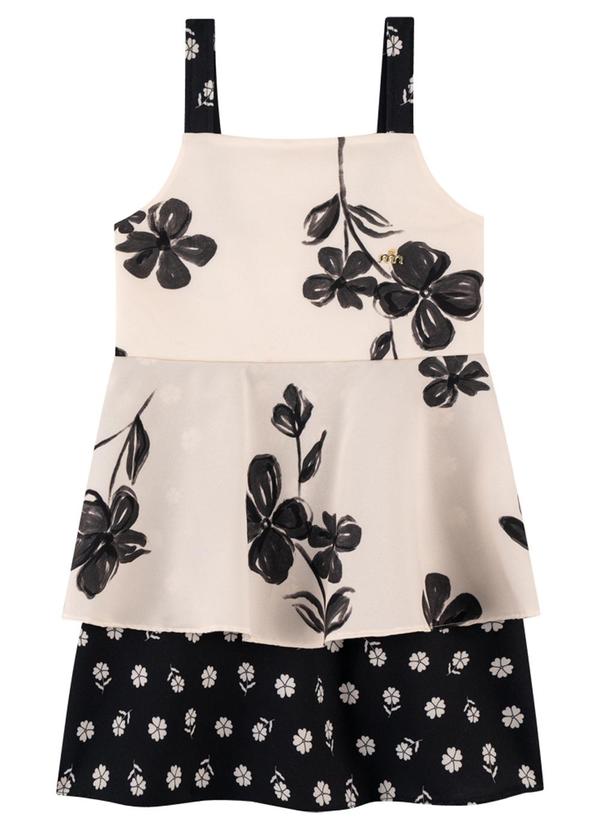 Vestido de Alças em Tecido Estampado Bege