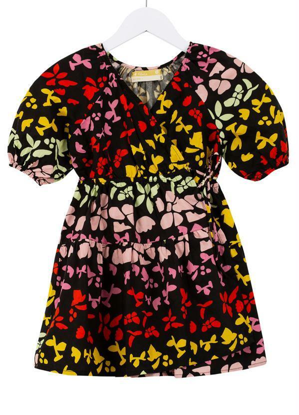 Vista 2 Vestido de Algodão Liana Preto Fabula Fabula