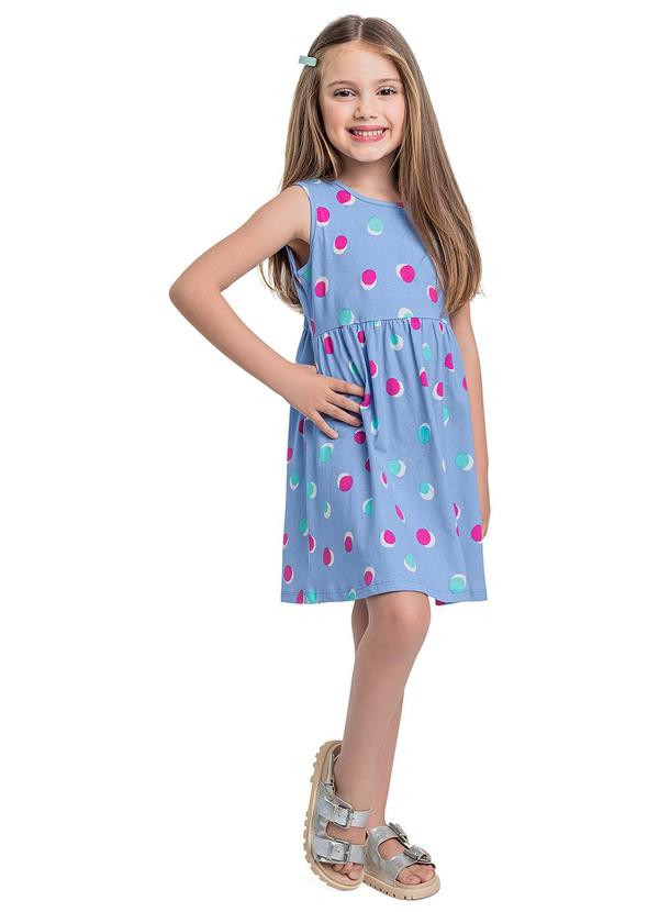 Vista 2 Vestido de Bolinhas Infantil Azul Bee Loop Bee Loop