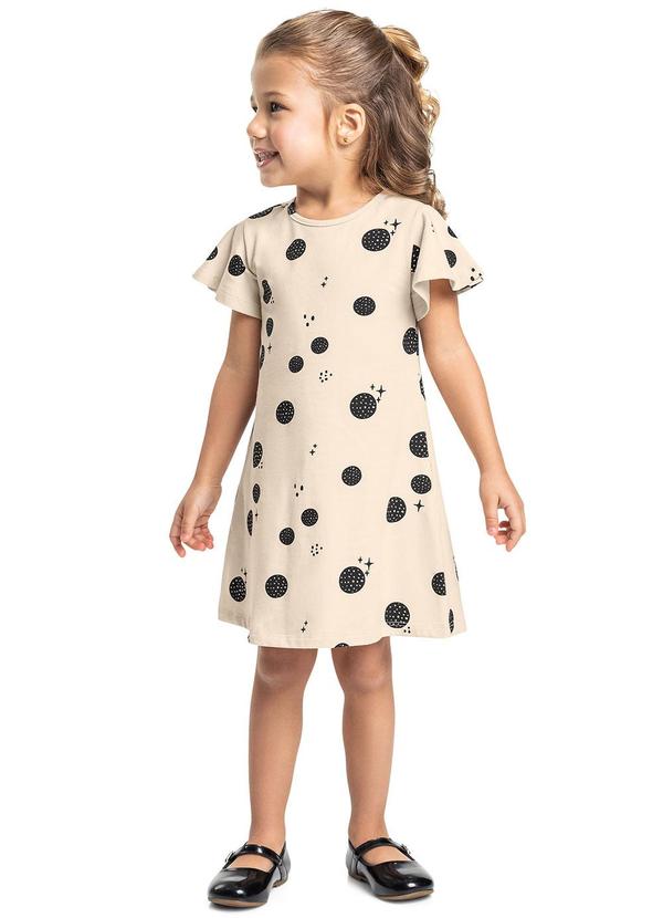 Vestido de Bolinhas Infantil Cotton Bege