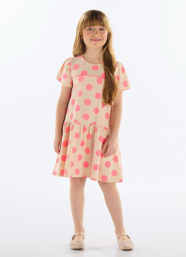 Vista 2 Vestido de Bolinhas Infantil Rosa Quimby Quimby