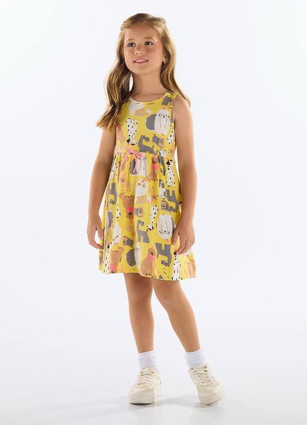 Vestido de Cachorrinhos Cotton Amarelo