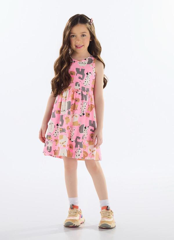 Vestido de Cachorrinhos Cotton Rosa