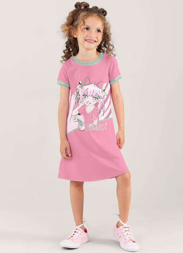 Vista 2 Vestido de Cotton Menina Rosa Brandili Brandili