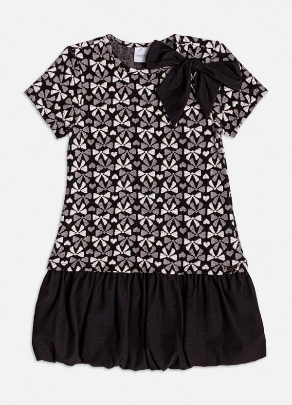 Vestido de Jacquard com Balonê Preto