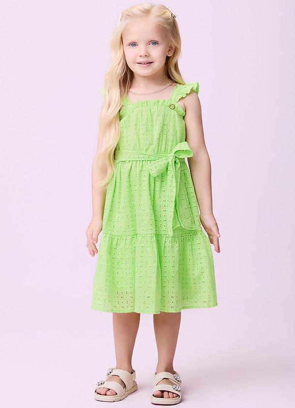 Vestido de Laise com Faixa Verde