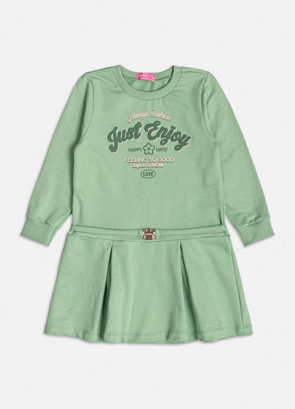 Vestido de Moletom Verde com Pregas Verde