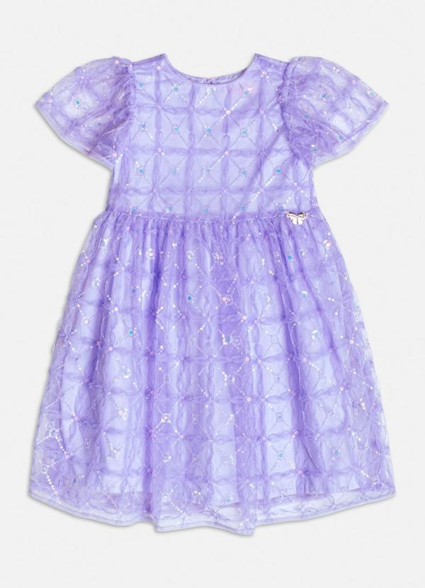 Vestido de Tule Lilás com Paetê Lilás