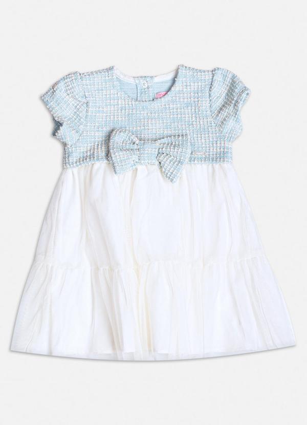 Vista 2 Vestido de Tweed com Saia de Tule Azul Momi Momi