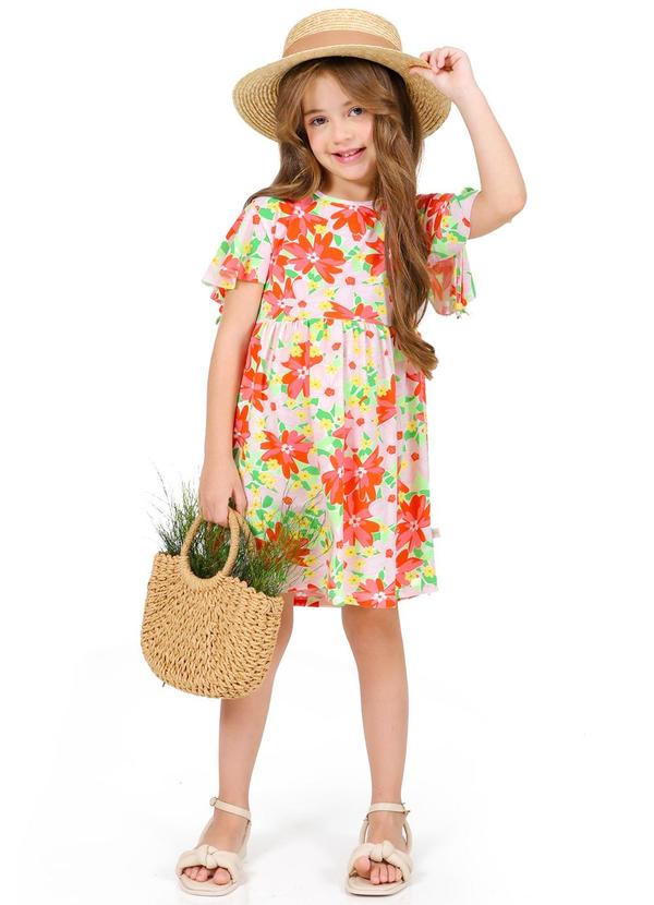 Vista 2 Vestido Detalhe na Manga Estampado Verde Tink Bink Tink Bink